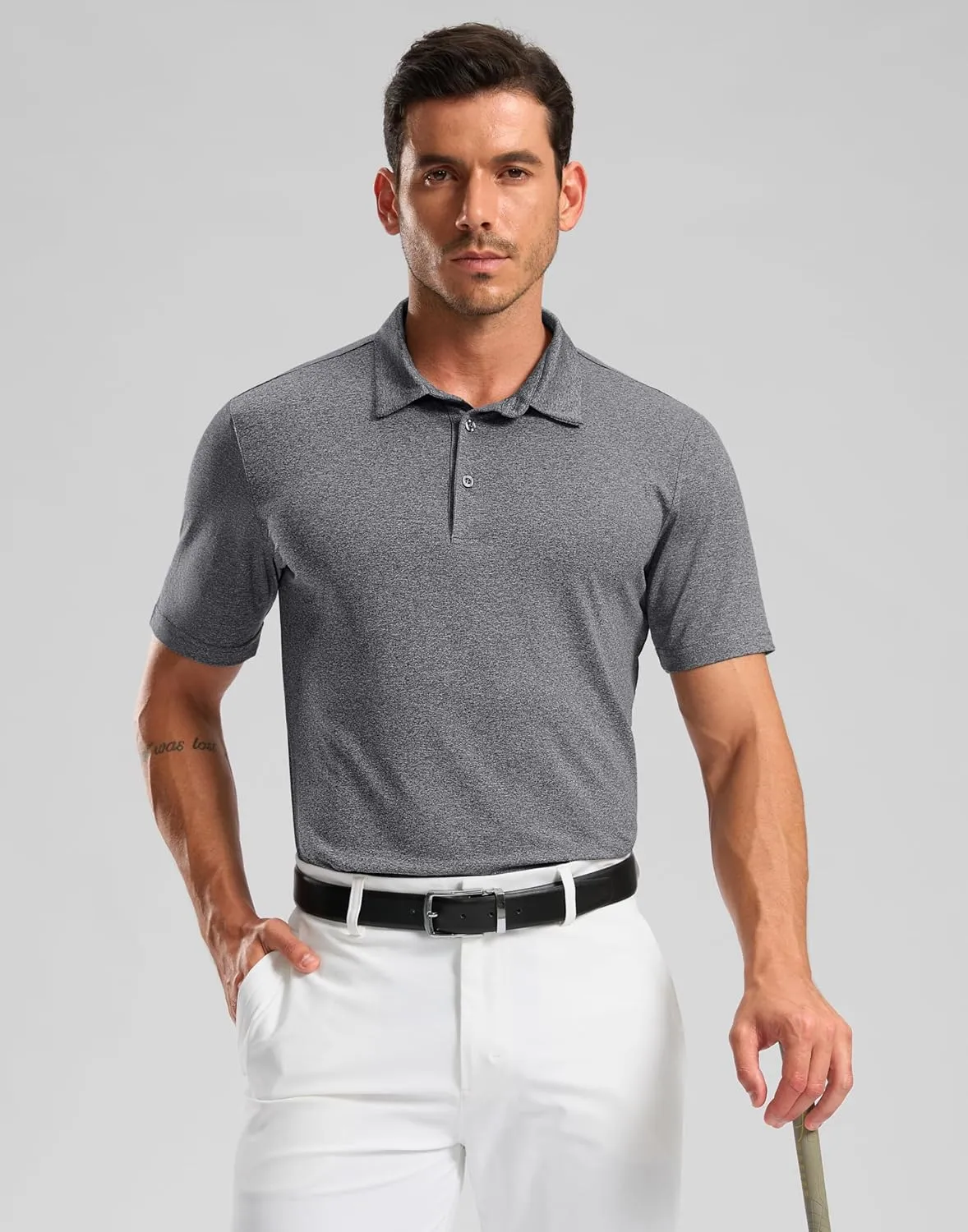 Golf Polo Shirts Short Sleeve Dry Fit Performance Moisture Wicking Collared Heather Polo Casual Athletic Business