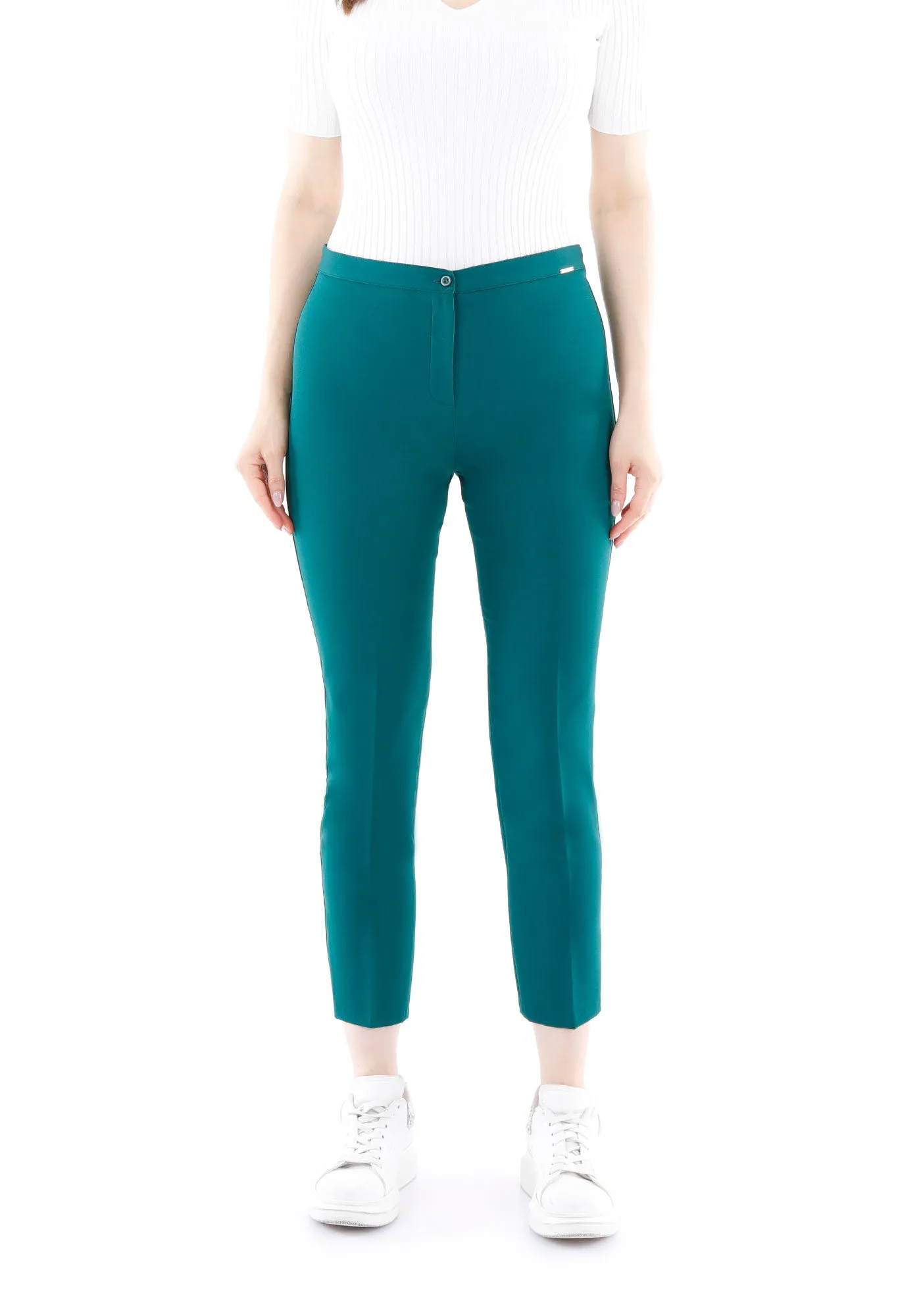 Green Ankle Length Skinny Pants