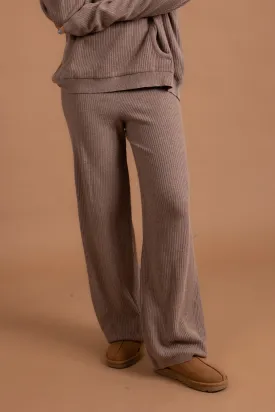 Greige Ribbed Knit Pants
