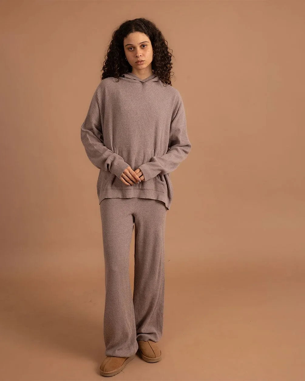 Greige Ribbed Knit Pants
