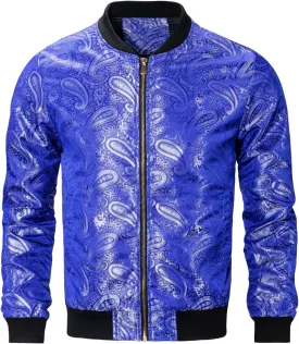 Hi-Tie Paisley Jackets for Men Lightweight Windbreaker Jacket Zipper Coat with Pockets