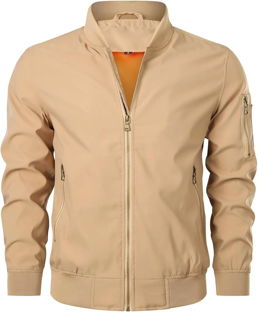 HOOD CREW Mens Bomber Jacket Lightweight Casual Stylish Spring Fall Windbreaker Zip Up Outwear Coat with Pockets