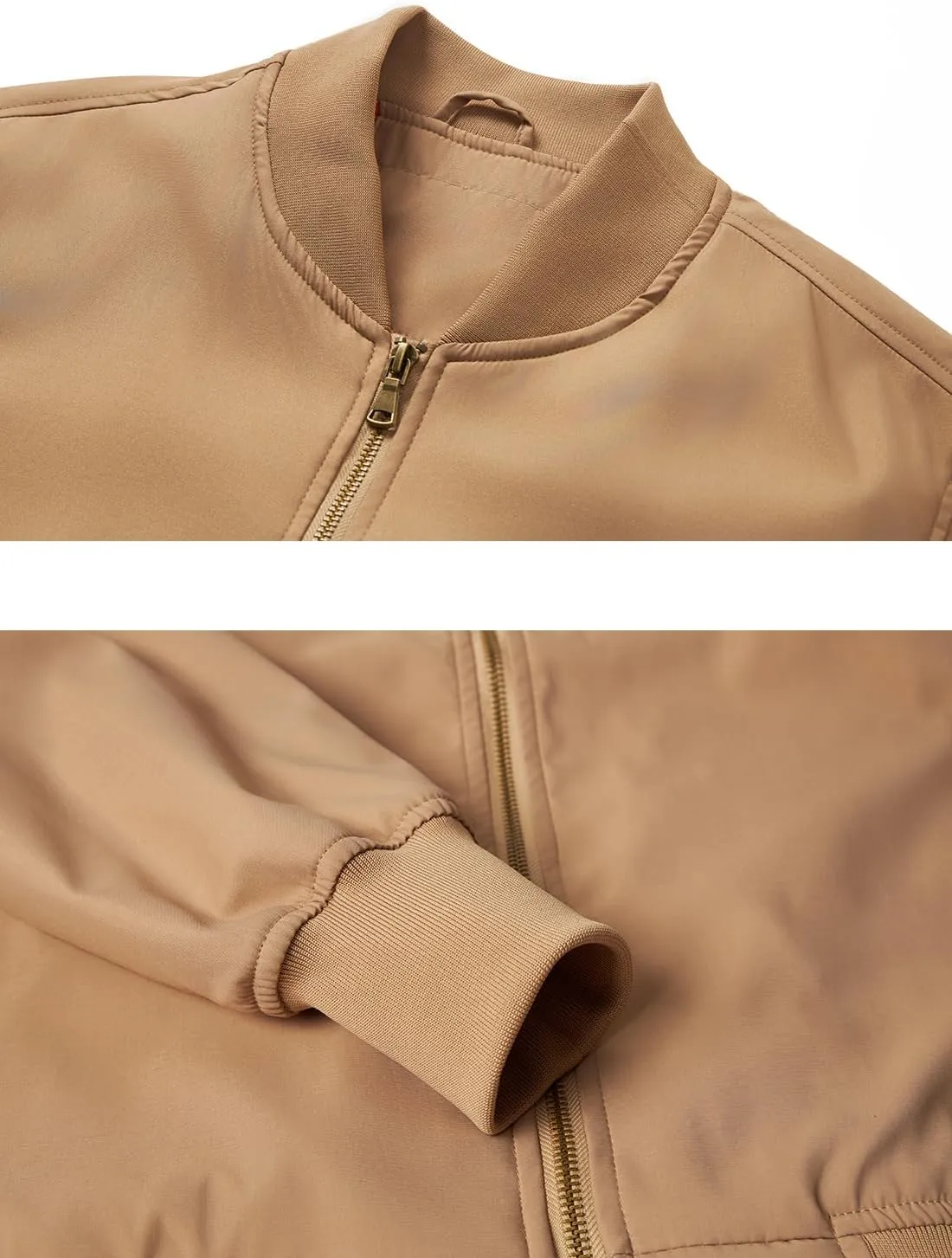HOOD CREW Mens Bomber Jacket Lightweight Casual Stylish Spring Fall Windbreaker Zip Up Outwear Coat with Pockets