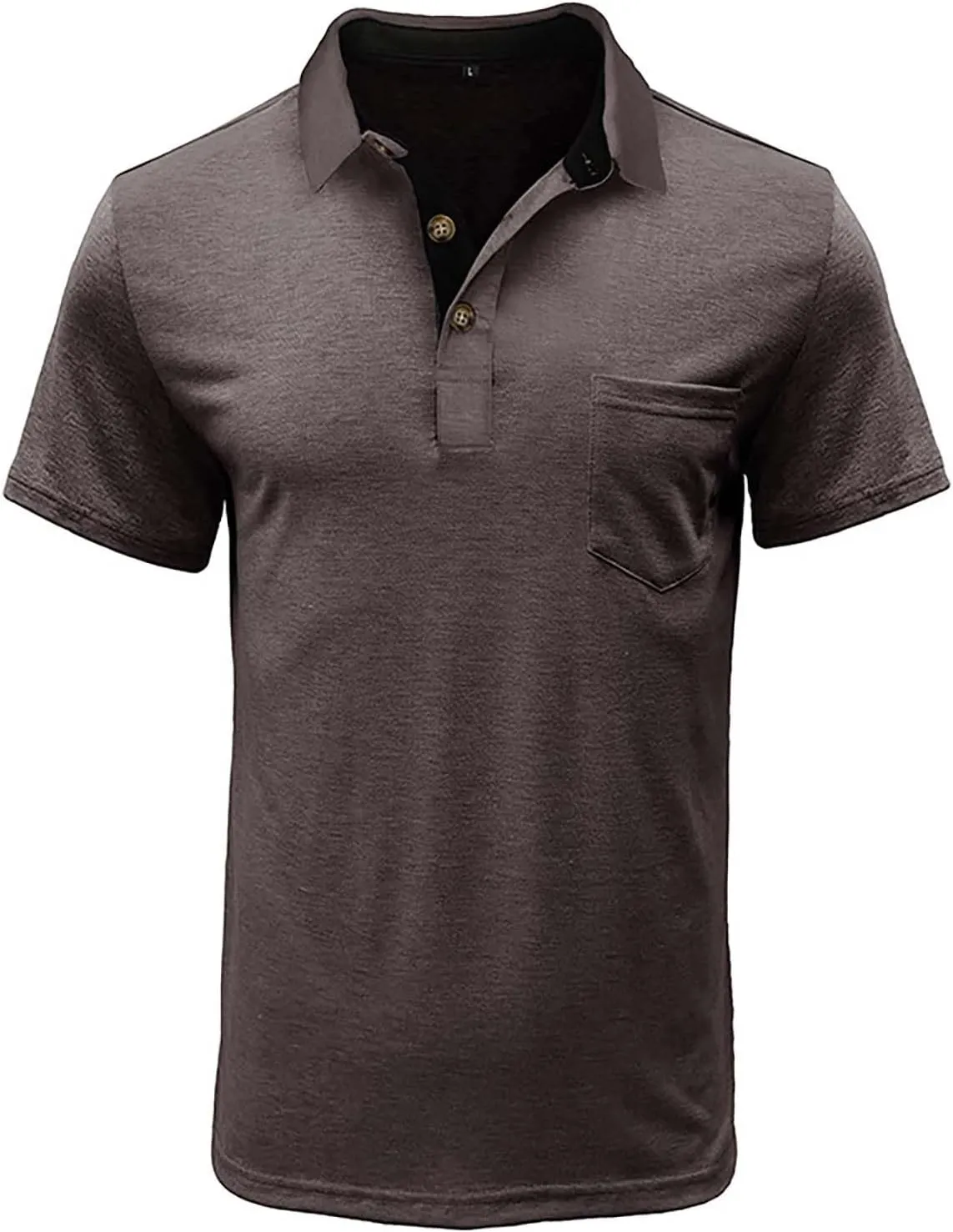 HXHYQKP Men's Polo Shirts Summer Short Sleeve Casual 3 Button T-Shirts Classic Basic Golf Work Tees Tops with Pocket