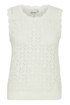 ICHI WOMEN'S BLANCA KNIT SWEATER VEST- CLOUD DANCER