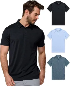 INTO THE AM Performance Dri Fit Polo Shirts for Men S-4XL - Quick Dry Moisture Wicking Athletic Sport Collar Work Shirts