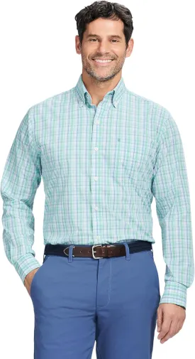 IZOD Men's Performance Comfort Long Sleeve Plaid Button Down