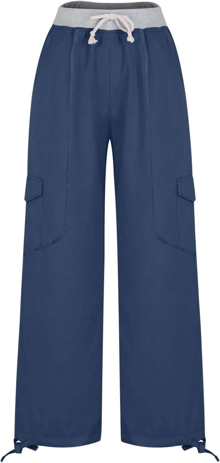 Low Rise Pants for Women, Cargo Pants Women, Casual, Drawstring, Straight Leg, Hiking Pants, Y2k, Trendy Trousers