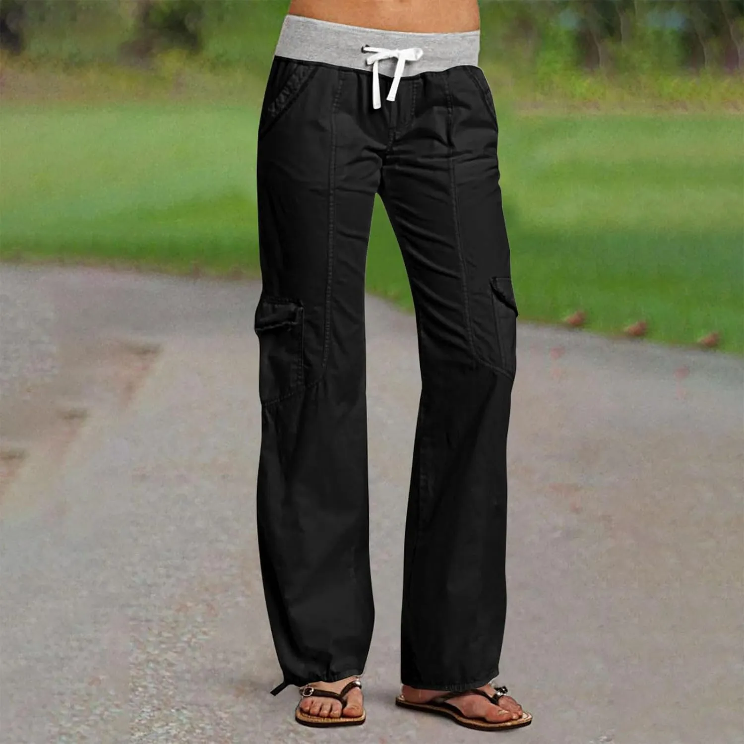 Low Rise Pants for Women, Cargo Pants Women, Casual, Drawstring, Straight Leg, Hiking Pants, Y2k, Trendy Trousers