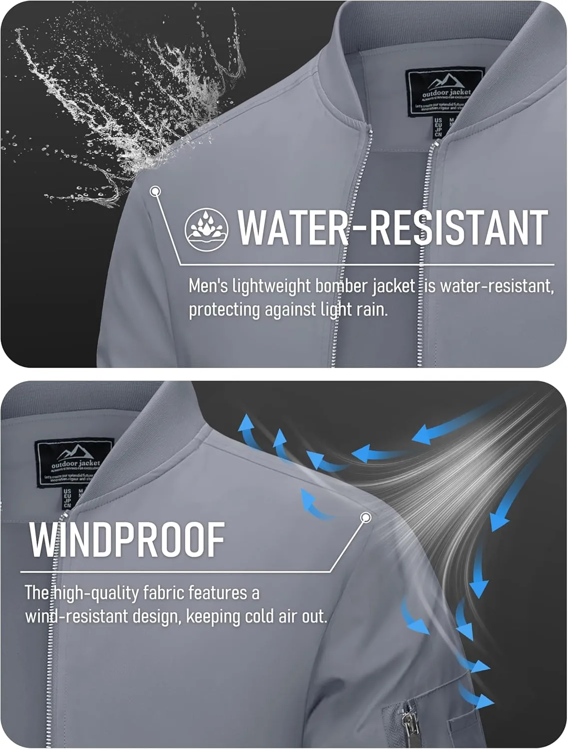 MAGCOMSEN Men's Bomber Jacket Lightweight Casual Windbreaker Spring Fall Zip Up Coat with 5 Pocket