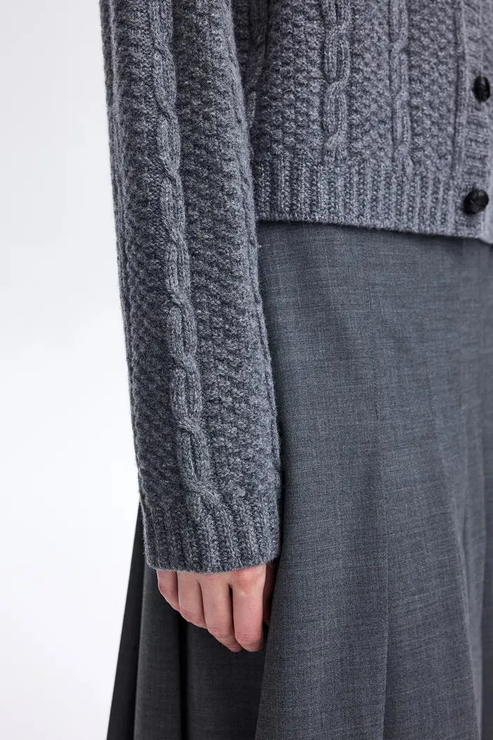 Magdalena Detachable Collar Cardigan in Wool Knit