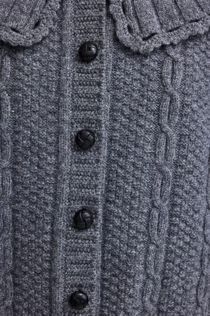 Magdalena Detachable Collar Cardigan in Wool Knit