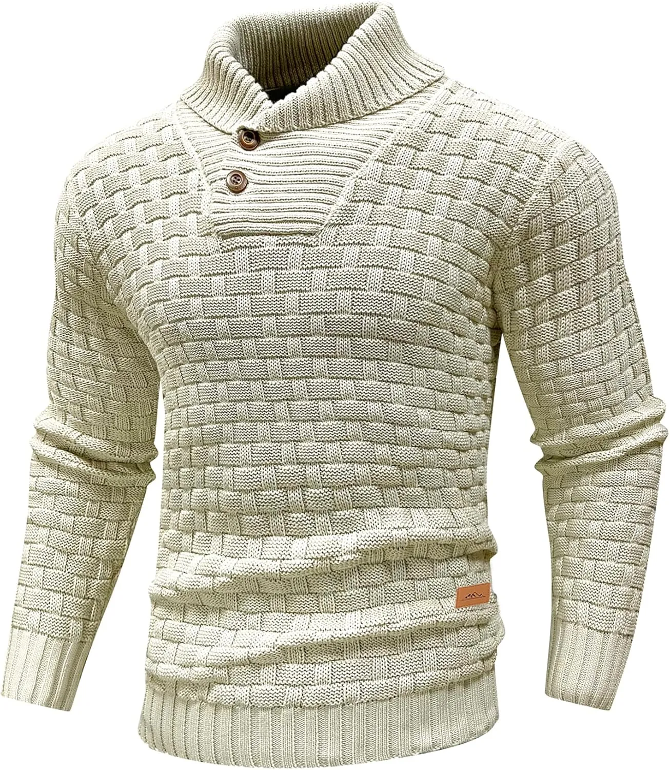 Mens Crewneck Long Sleeve Textured Ribbed Edge Pullover Sweaters Knitted Sweater Tops