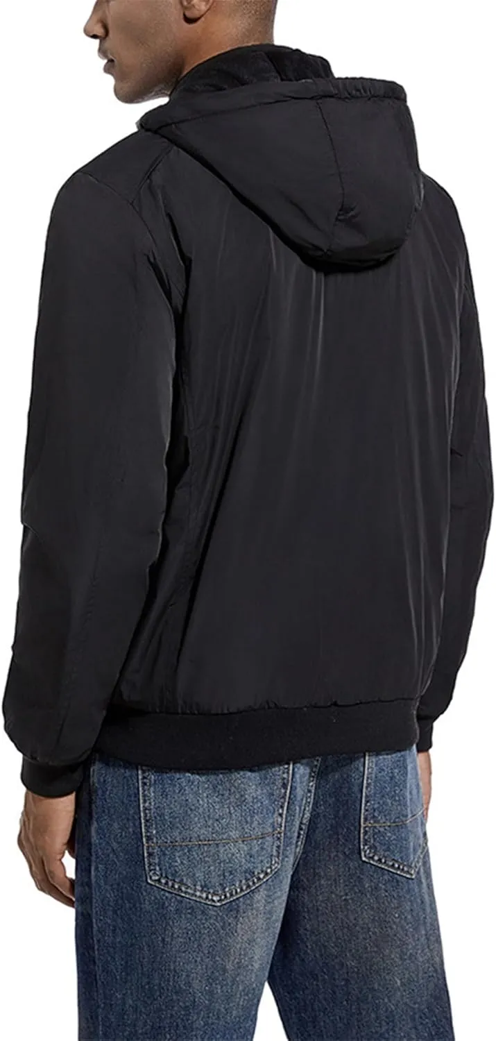 Men's Fashion Bomber Jacket Lightweight Track Windbreaker Hooded Spring Fall Windproof Coat