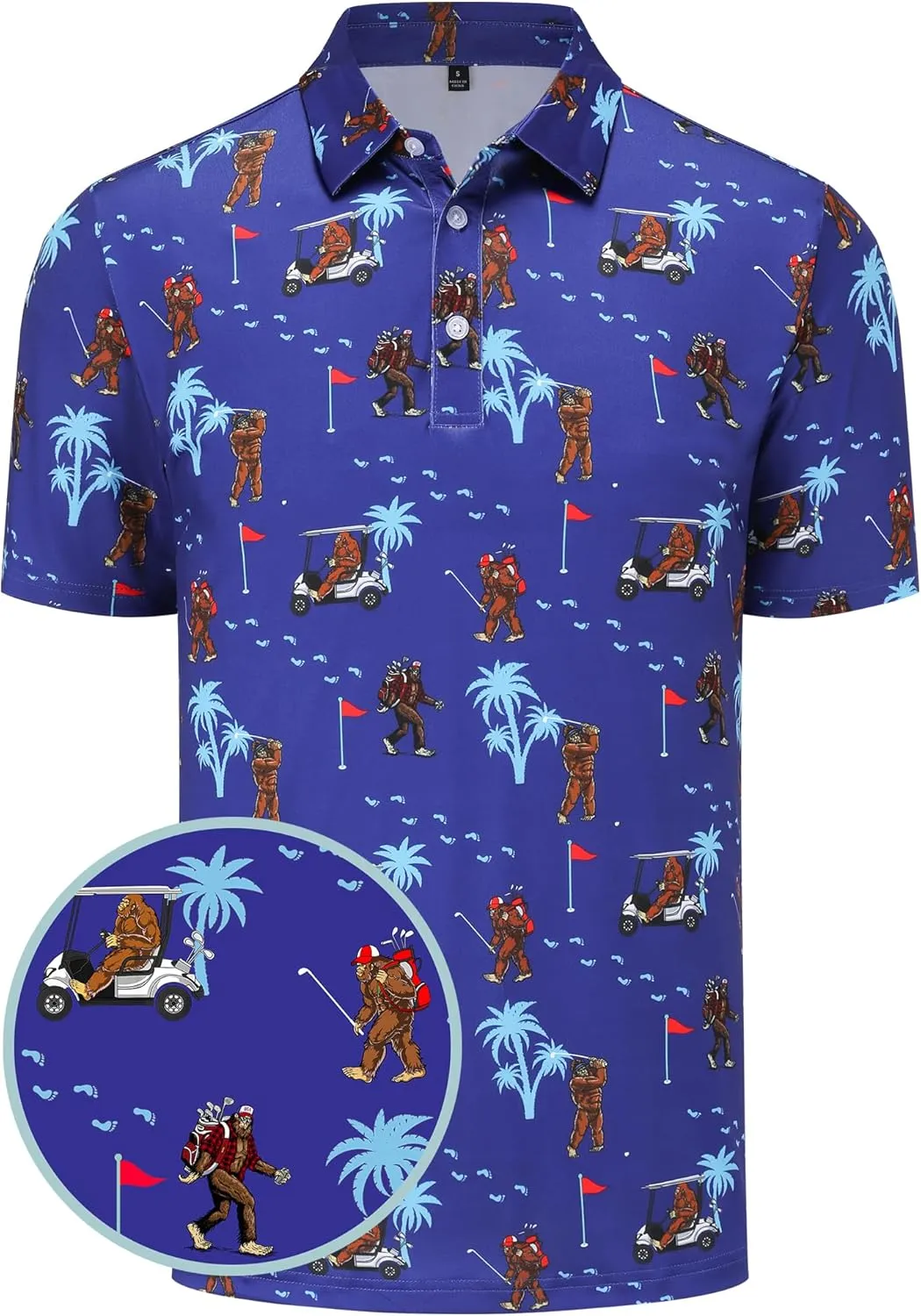 Mens Golf Polo Shirts Short Sleeve Dry Fit Performance Moisture Wicking Casual Funny Golf Polo Shirts for Men