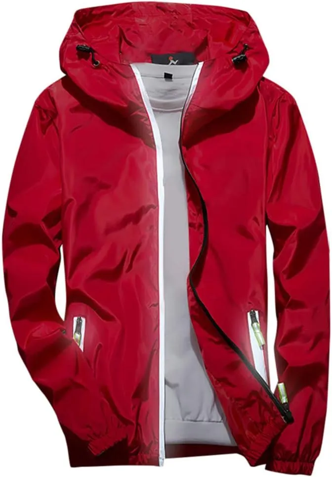 Men's Jackets Lightweight Rain Jacket Windbreaker Shell Raincoat With Hood For Golf Hiking Travel, M-7XL