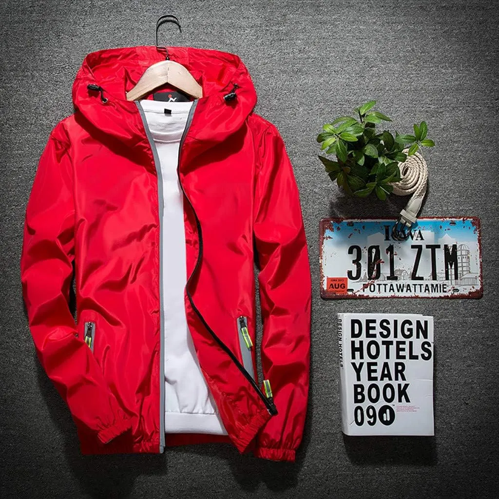 Men's Jackets Lightweight Rain Jacket Windbreaker Shell Raincoat With Hood For Golf Hiking Travel, M-7XL