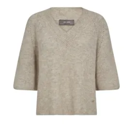 Mos Mosh Taci 3/4 V Neck Knit feather grey