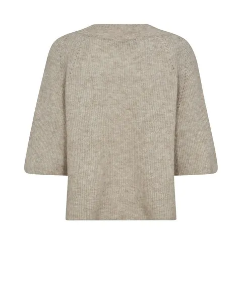 Mos Mosh Taci 3/4 V Neck Knit feather grey