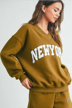 New York V Neck Sweatshirt