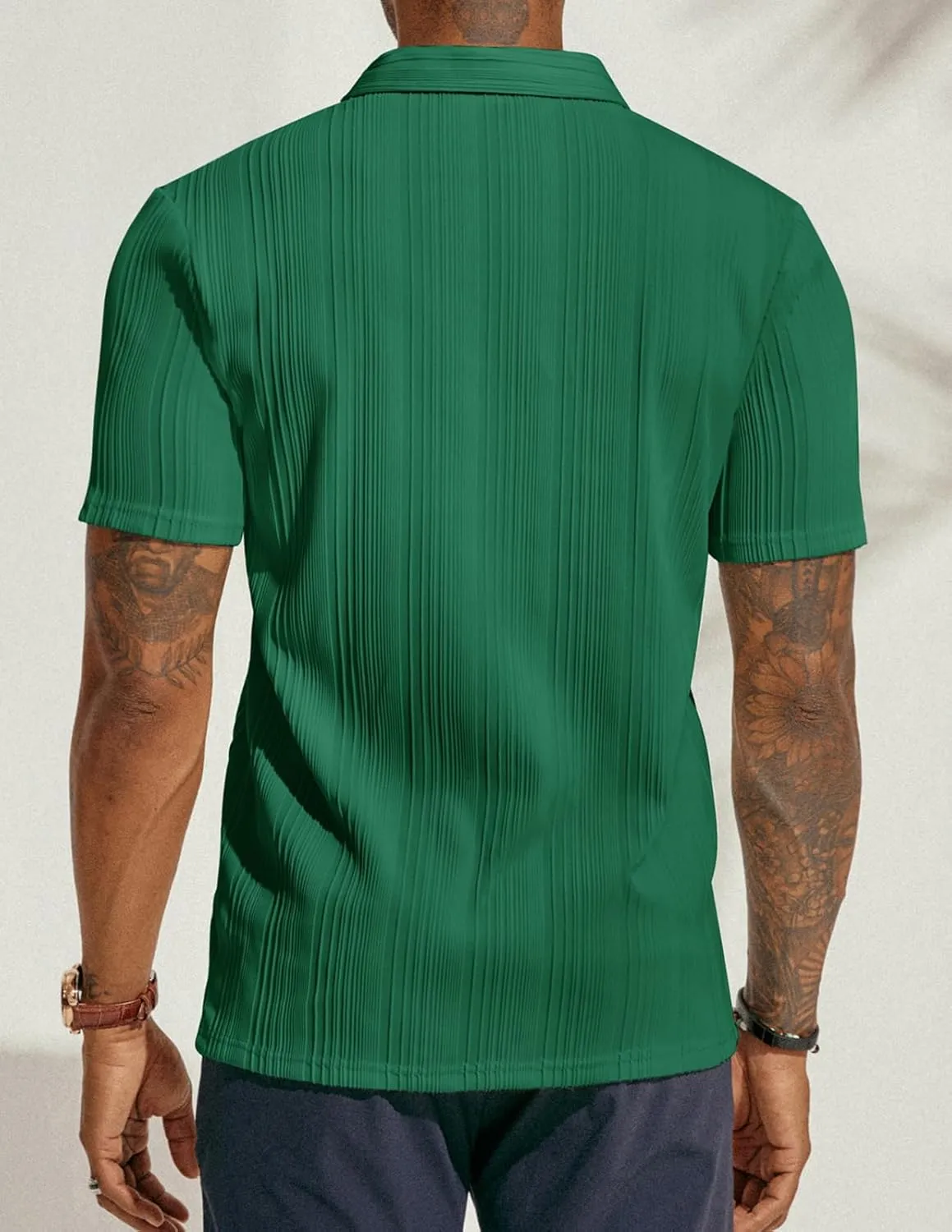 PJ PAUL JONES Mens Textured Knit Polo Shirts Regular Fit Stretchy Golf Shirts