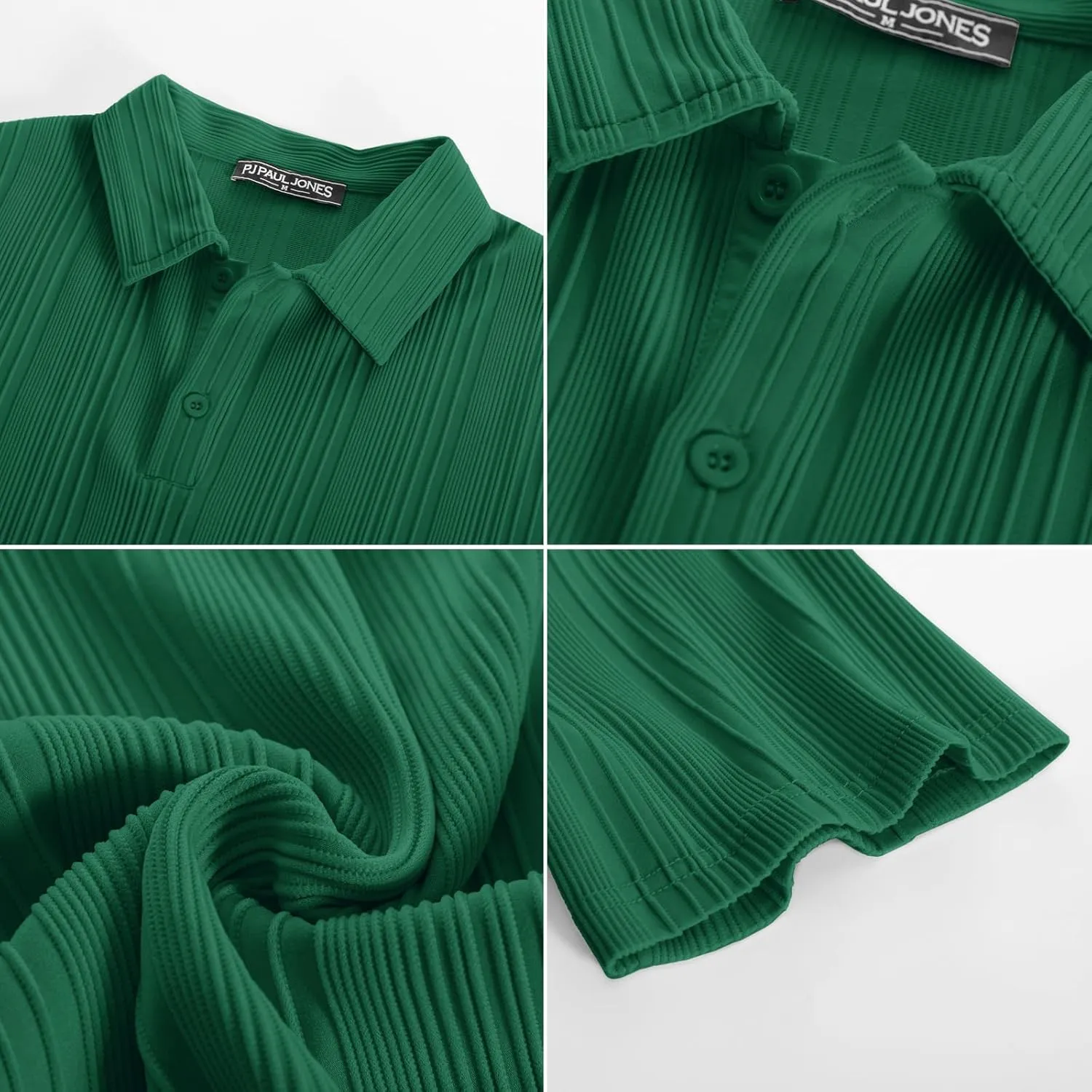 PJ PAUL JONES Mens Textured Knit Polo Shirts Regular Fit Stretchy Golf Shirts