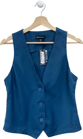 PrettyLittleThing Petrol Blue Woven Fitted Pocket Detail Waistcoat UK 10