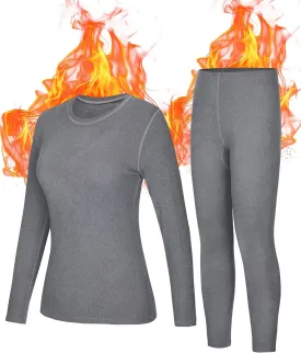 Roadbox Thermal Underwear for Women - Long Johns Fleece Lined Top & Bottom Sets Skiing Base Layer Cold Weather Winter