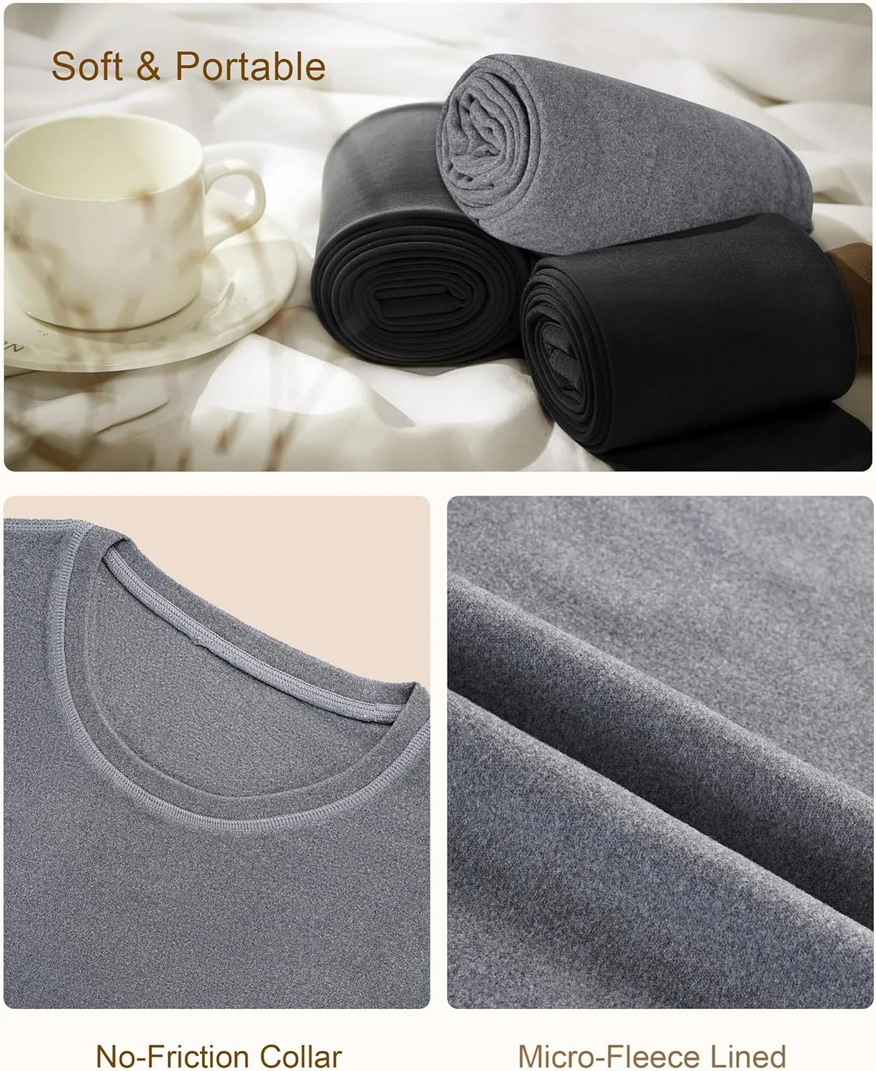 Roadbox Thermal Underwear for Women - Long Johns Fleece Lined Top & Bottom Sets Skiing Base Layer Cold Weather Winter