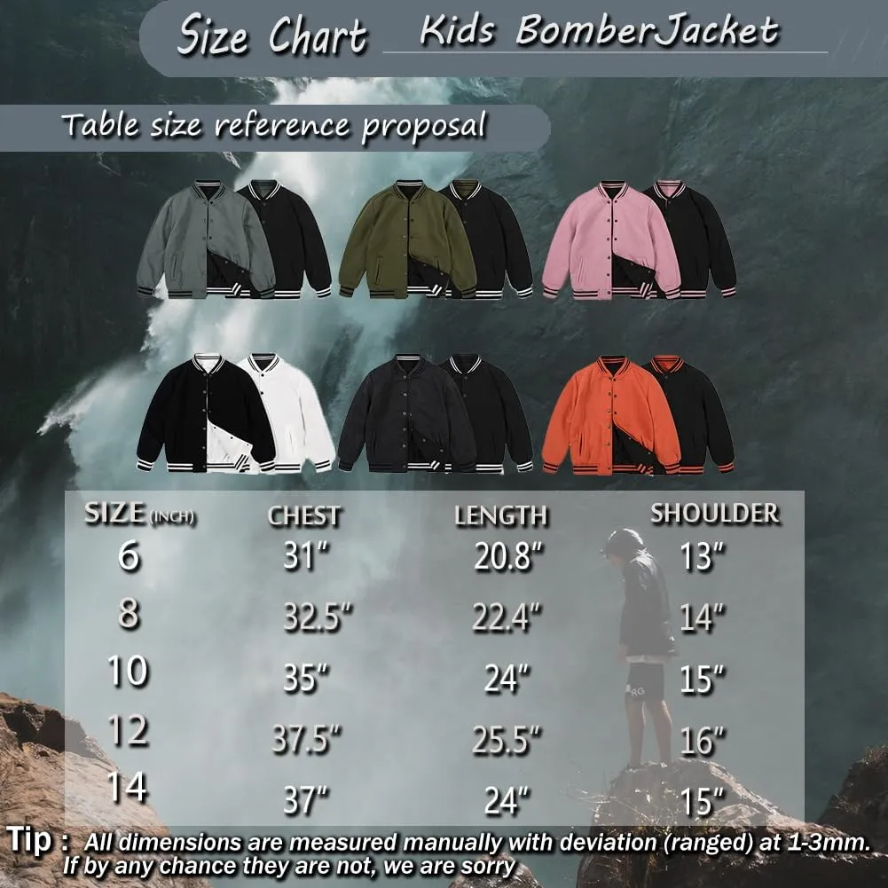 SNOW DREAMS Boys Bomber Jacket Reversible Flight Jackets Fall Spring Varsity Windbreaker