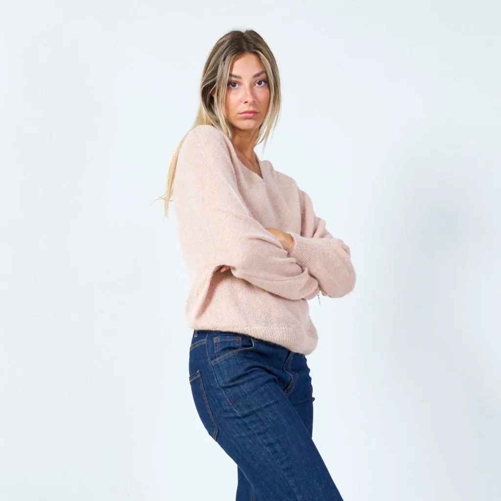 Soft knit v-neck sweater wholesale
