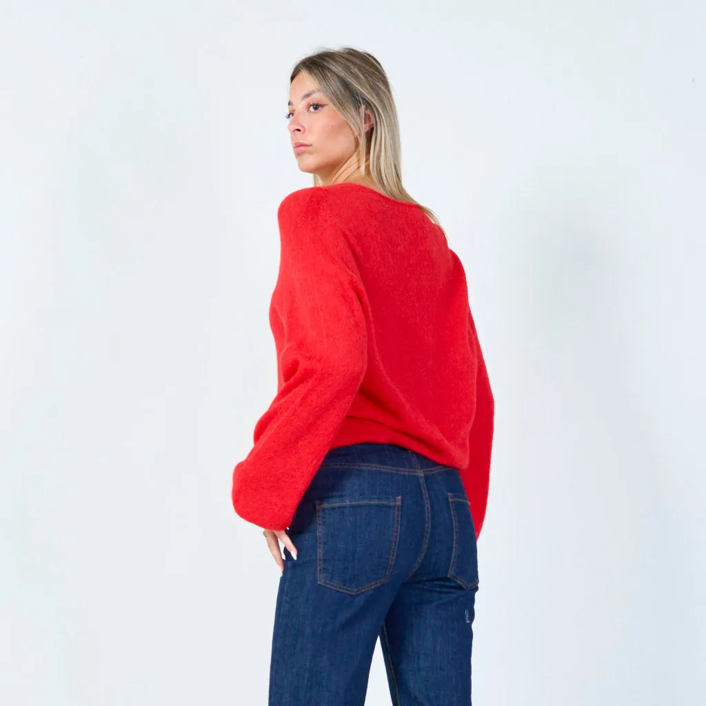 Soft knit v-neck sweater wholesale