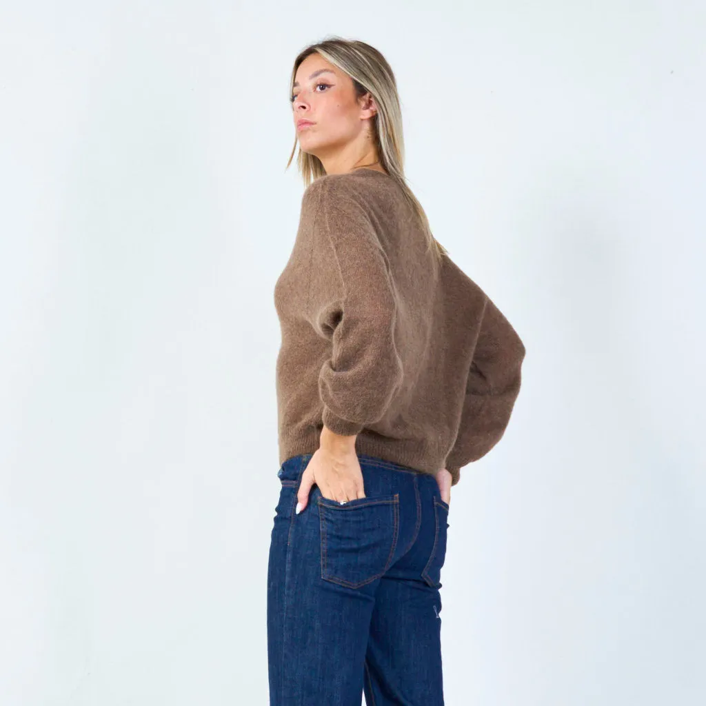 Soft knit v-neck sweater wholesale