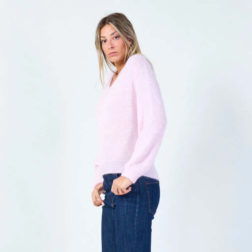 Soft knit v-neck sweater wholesale