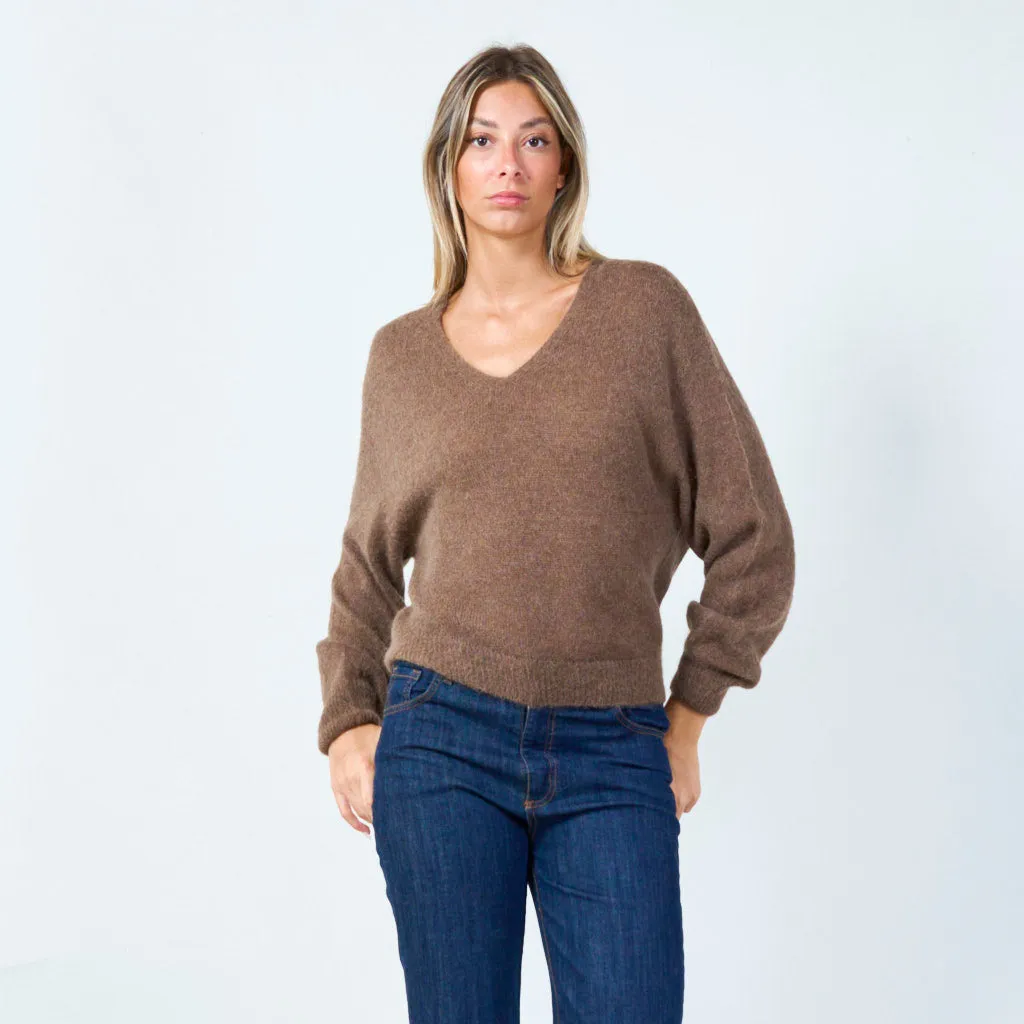 Soft knit v-neck sweater wholesale