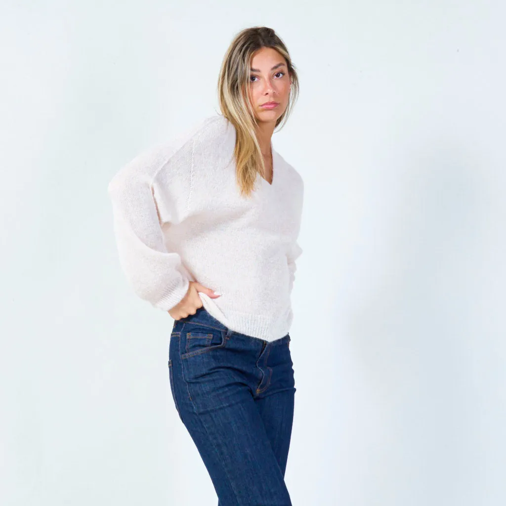 Soft knit v-neck sweater wholesale