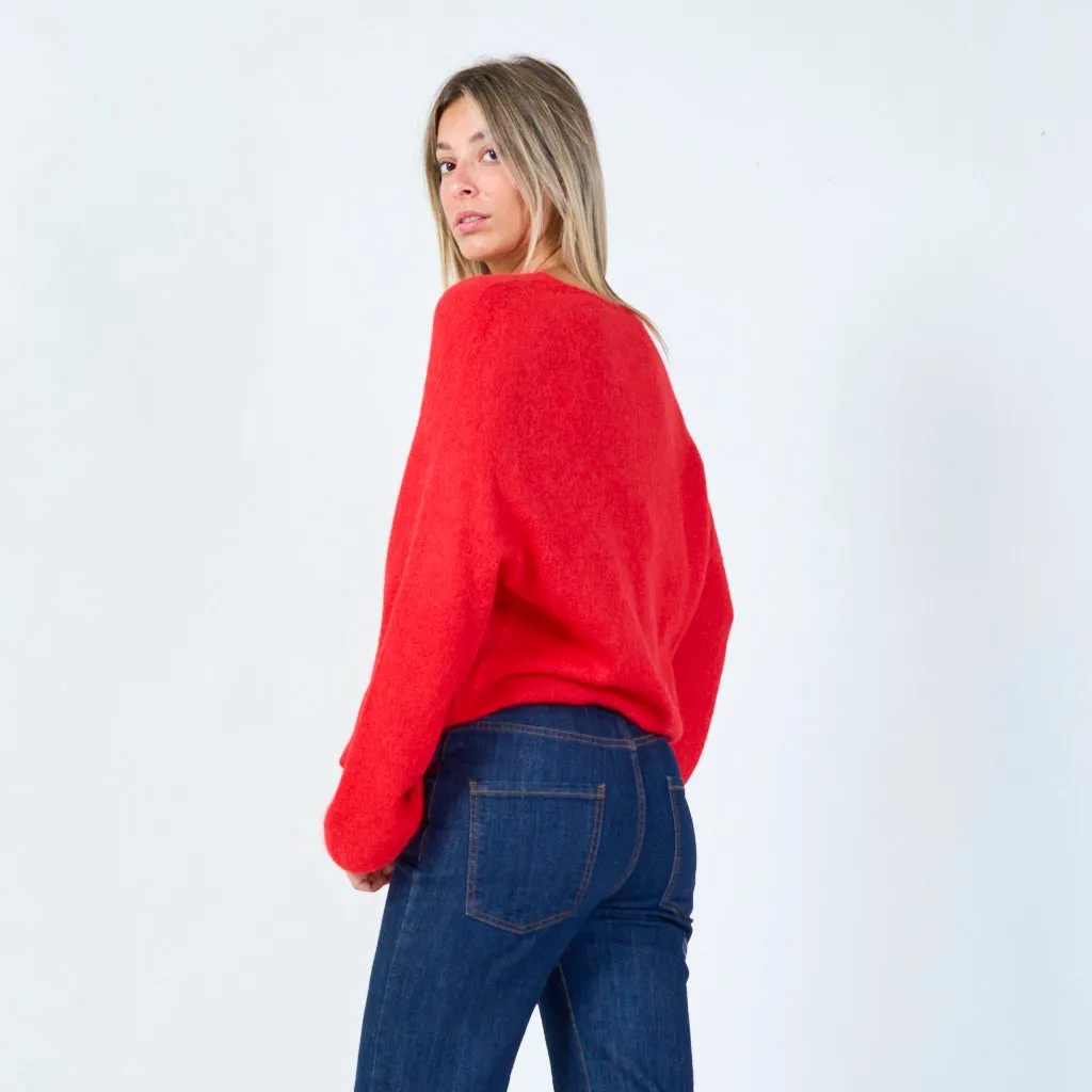 Soft knit v-neck sweater wholesale