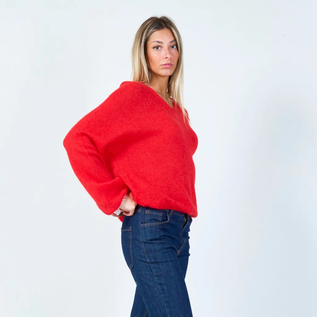 Soft knit v-neck sweater wholesale
