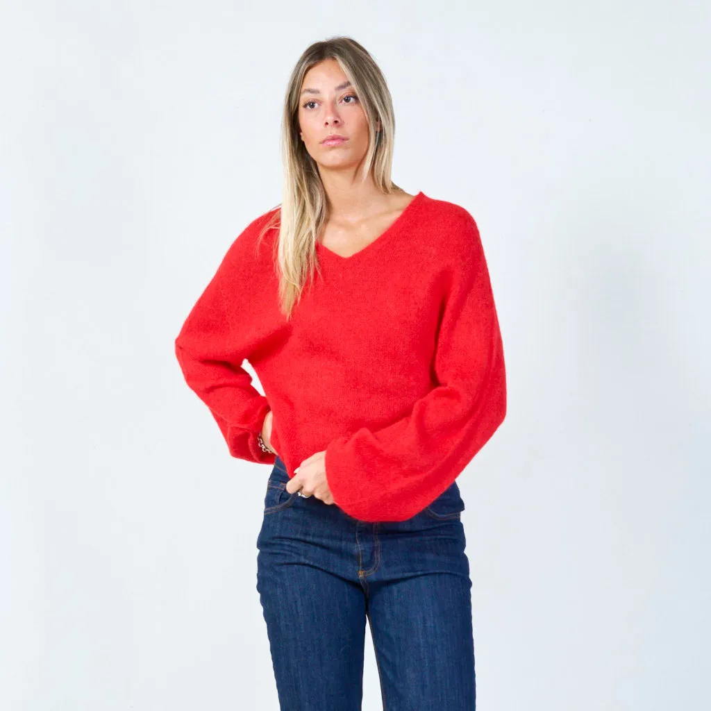 Soft knit v-neck sweater wholesale