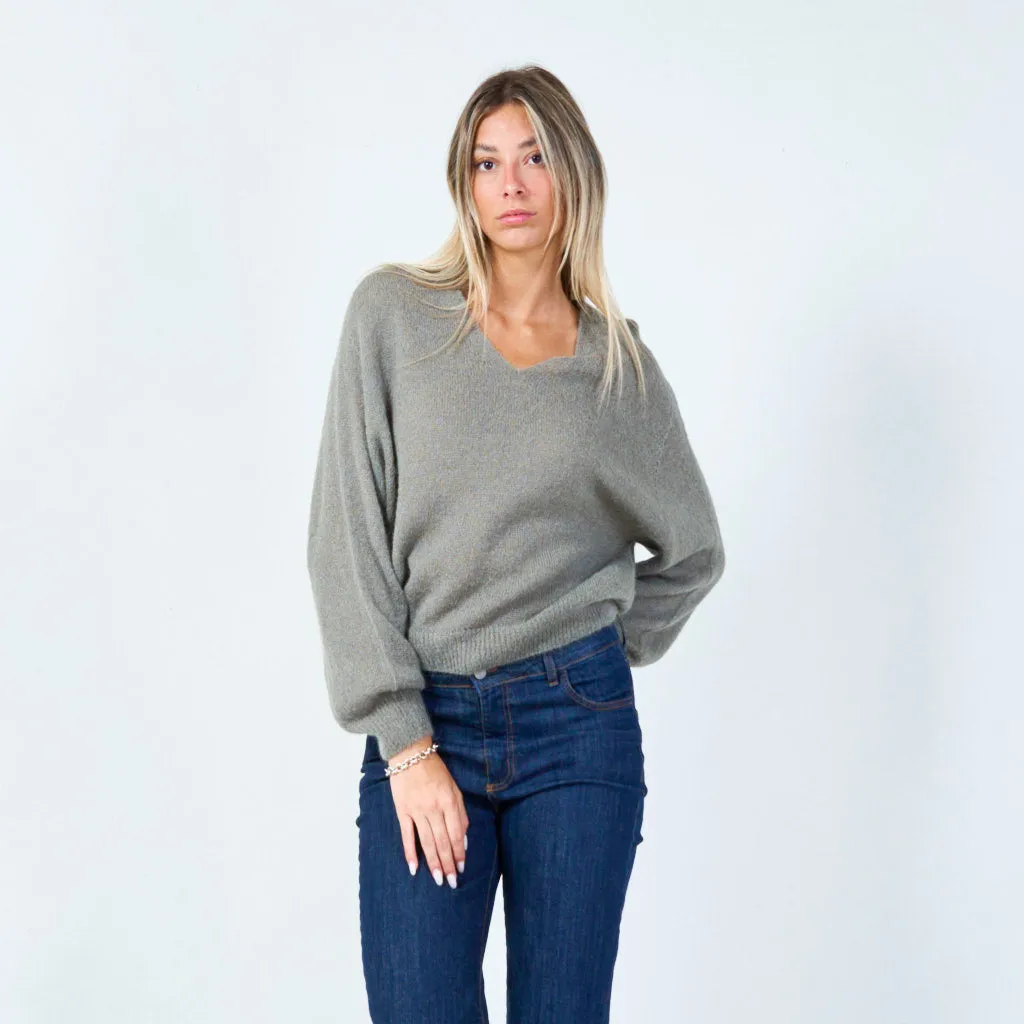 Soft knit v-neck sweater wholesale