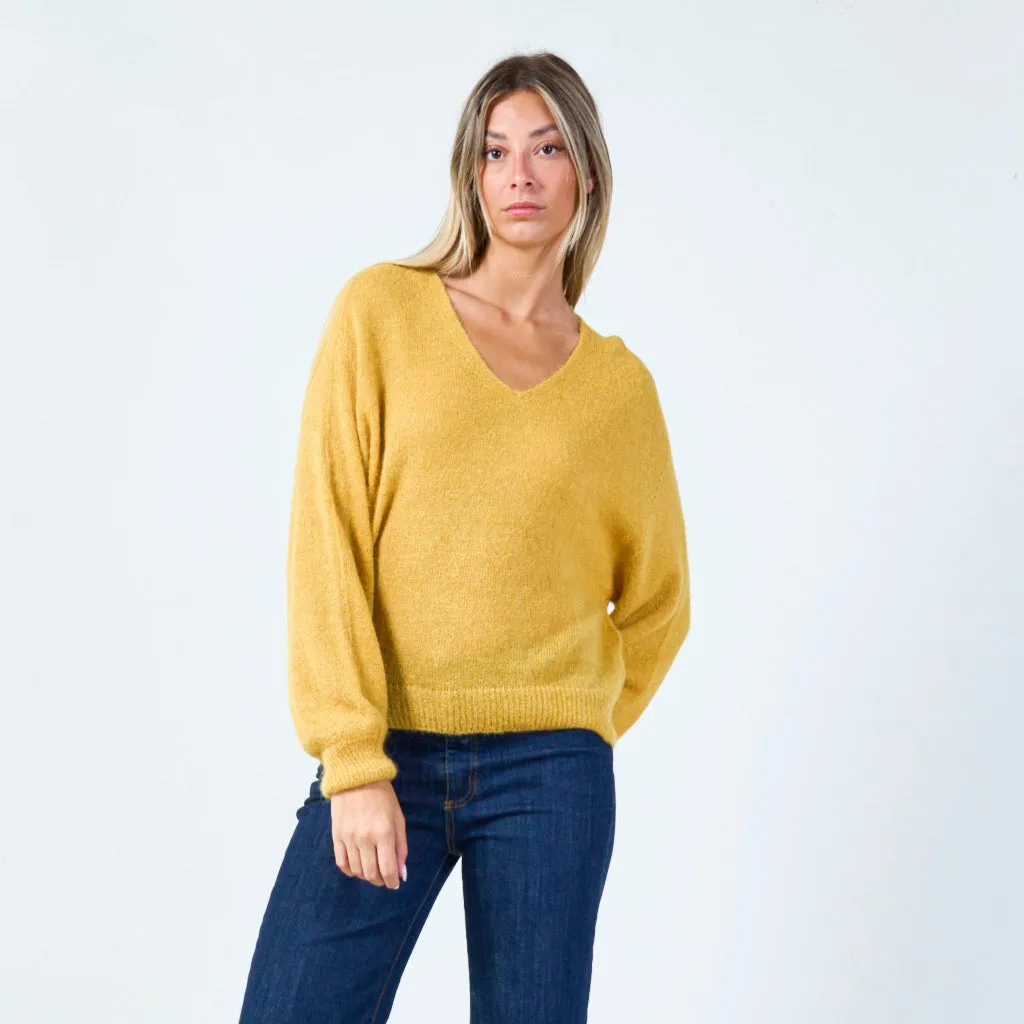 Soft knit v-neck sweater wholesale