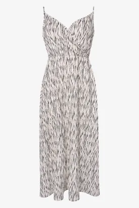 Strappy Wrap Bodice Crinkle Dress Stone