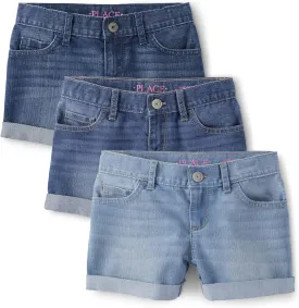 The Children's Place Girls Roll Cuff Denim Shortie