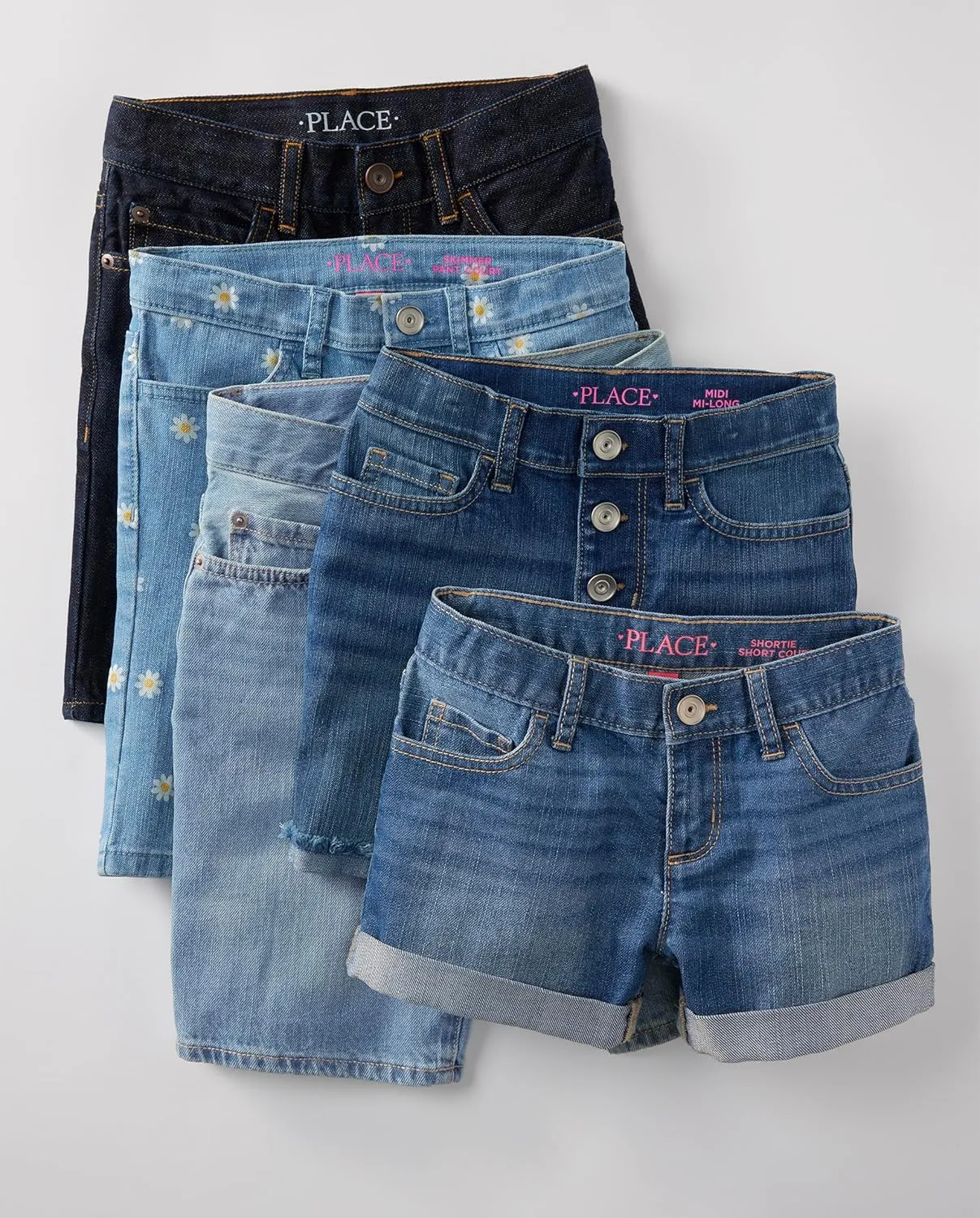 The Children's Place Girls Roll Cuff Denim Shortie