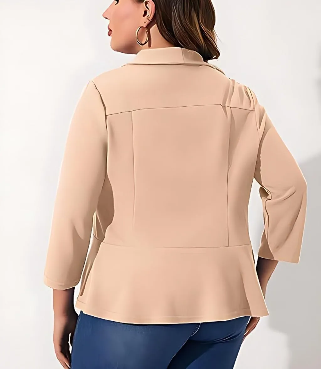 Trendy Blazers for Women Plus Size Open Front Ruffled Blazer Jacket Casual Business Cropped Blazer Cardigan