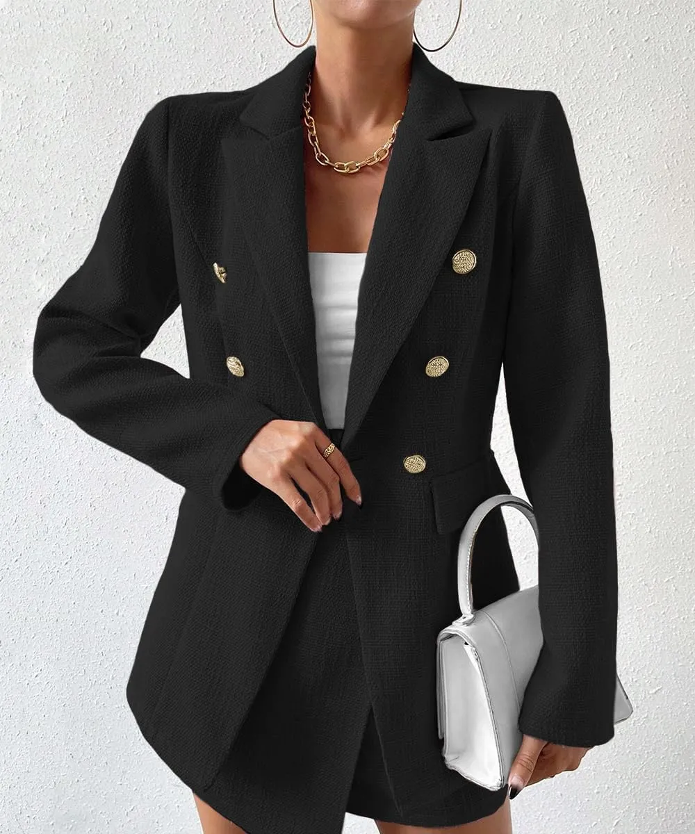 Tweed Blazer Jackets for Women 2023 New Fall Winter Fashion Blazer Open Front Work Jacket with Pocket