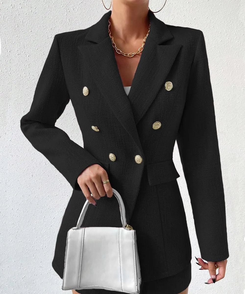 Tweed Blazer Jackets for Women 2023 New Fall Winter Fashion Blazer Open Front Work Jacket with Pocket