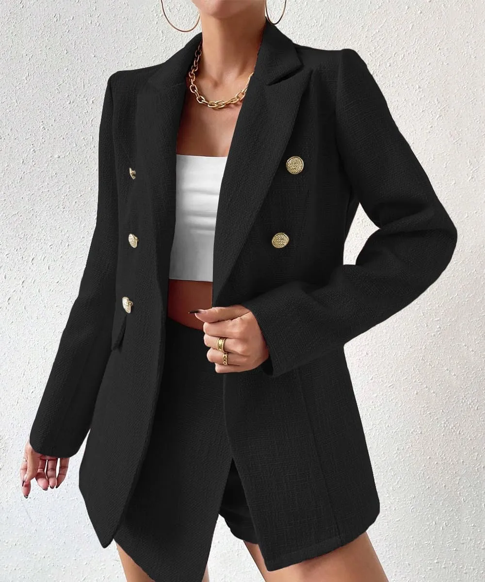 Tweed Blazer Jackets for Women 2023 New Fall Winter Fashion Blazer Open Front Work Jacket with Pocket
