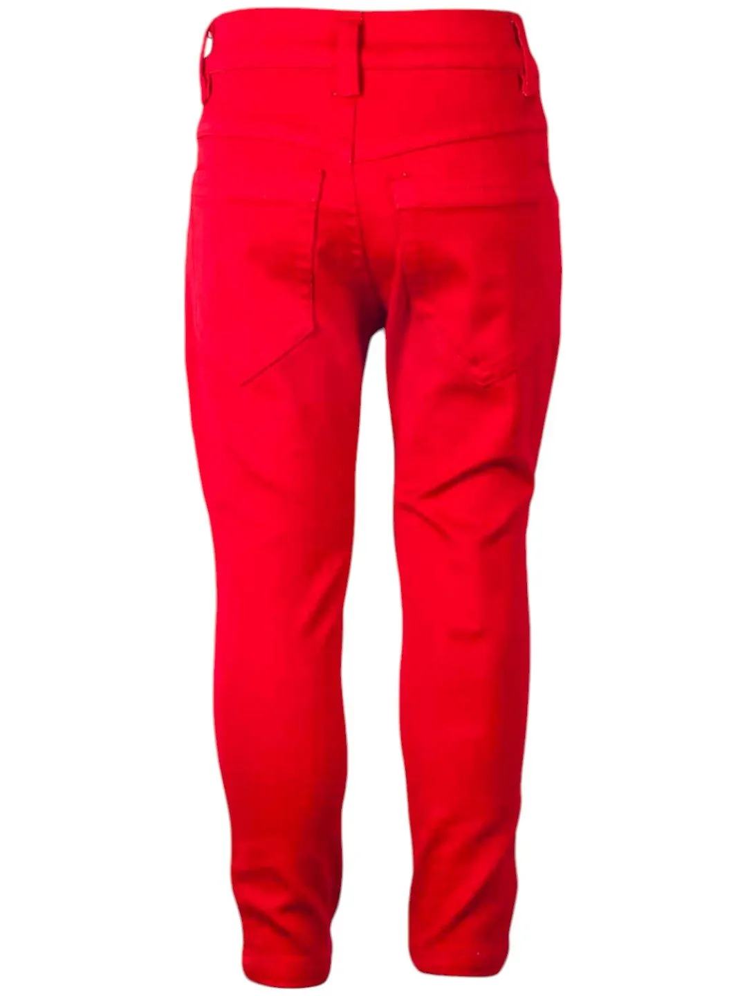 Vibrant Red Slim-Fit Stretchable Pants for Girls