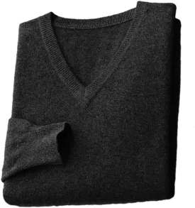 Vsadsau Men's Autumn and Winter Merino Wool Sweater V-Neck Knitted Casual Loose Pullover